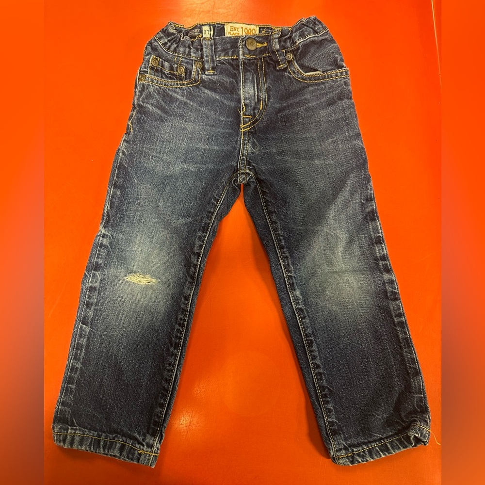 Skinny Blue Straight-Leg Jeans with Cropped Length